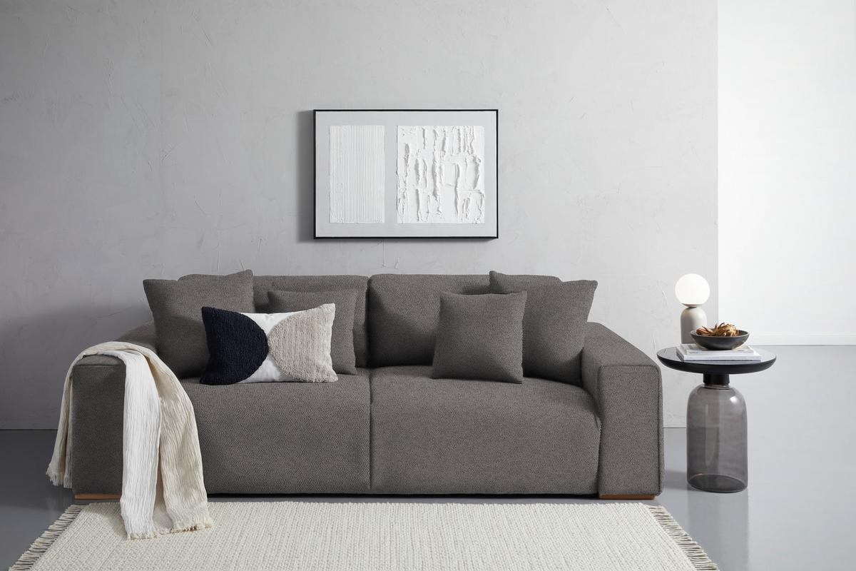 Schlafsofa Vouge Grau Bxhxt: 255x86x123 Cm - Buchefarben/Schwarz, KONVENTIONELL, Textil (255/86/123cm) - Livetastic