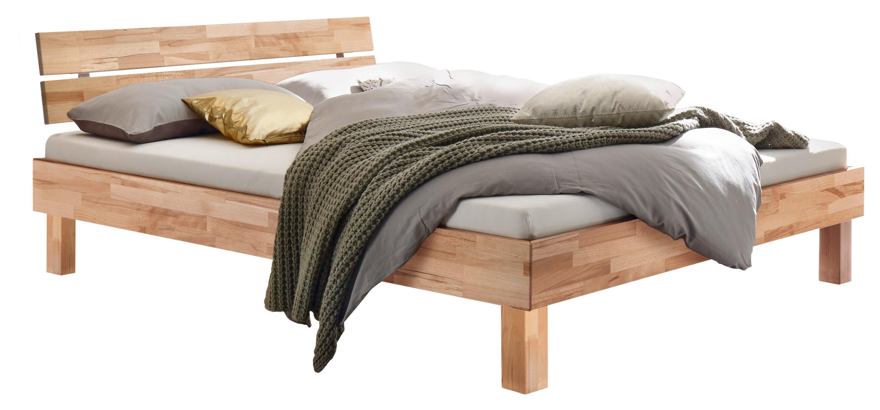 Bett Prato mit Kopfteil Mit 2 Paneele 200x200 cm - Buchefarben/Kernbuche, Natur, Holz (200/200cm) - Hasena
