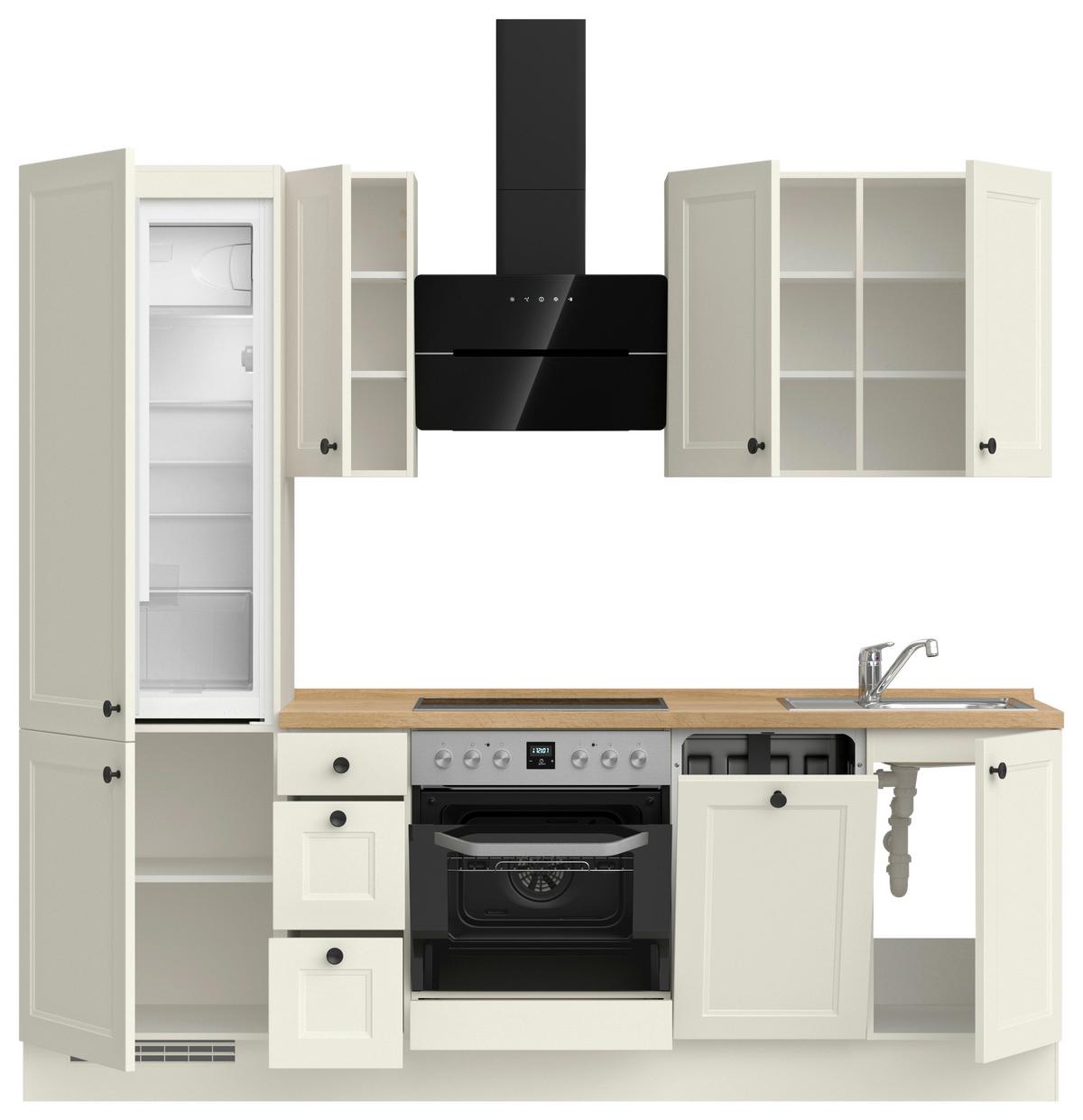 Kuchynská linka 240 cm, biela/dekor dub Sierra - čierna/biela, Modern, kov/kompozitné drevo (240cm) - Nobilia