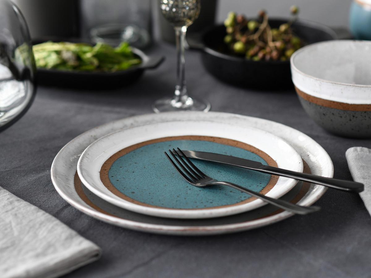 Kombiservice 16-Teilig. Steinzeug, multicolor - Türkis/Cognac, Basics, Keramik - Creatable