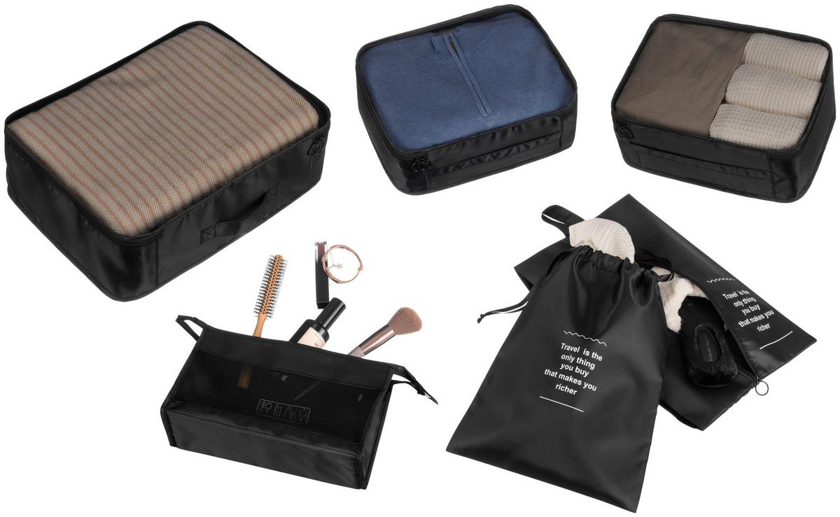 Kofferorganizer-set Erik - Schwarz, KONVENTIONELL, Textil - Luca Bessoni