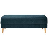 Hocker Freda mit Stauraum Velours Blau H: 48 cm - Blau/Naturfarben, MODERN, Textil (135/48/57cm) - Max Winzer