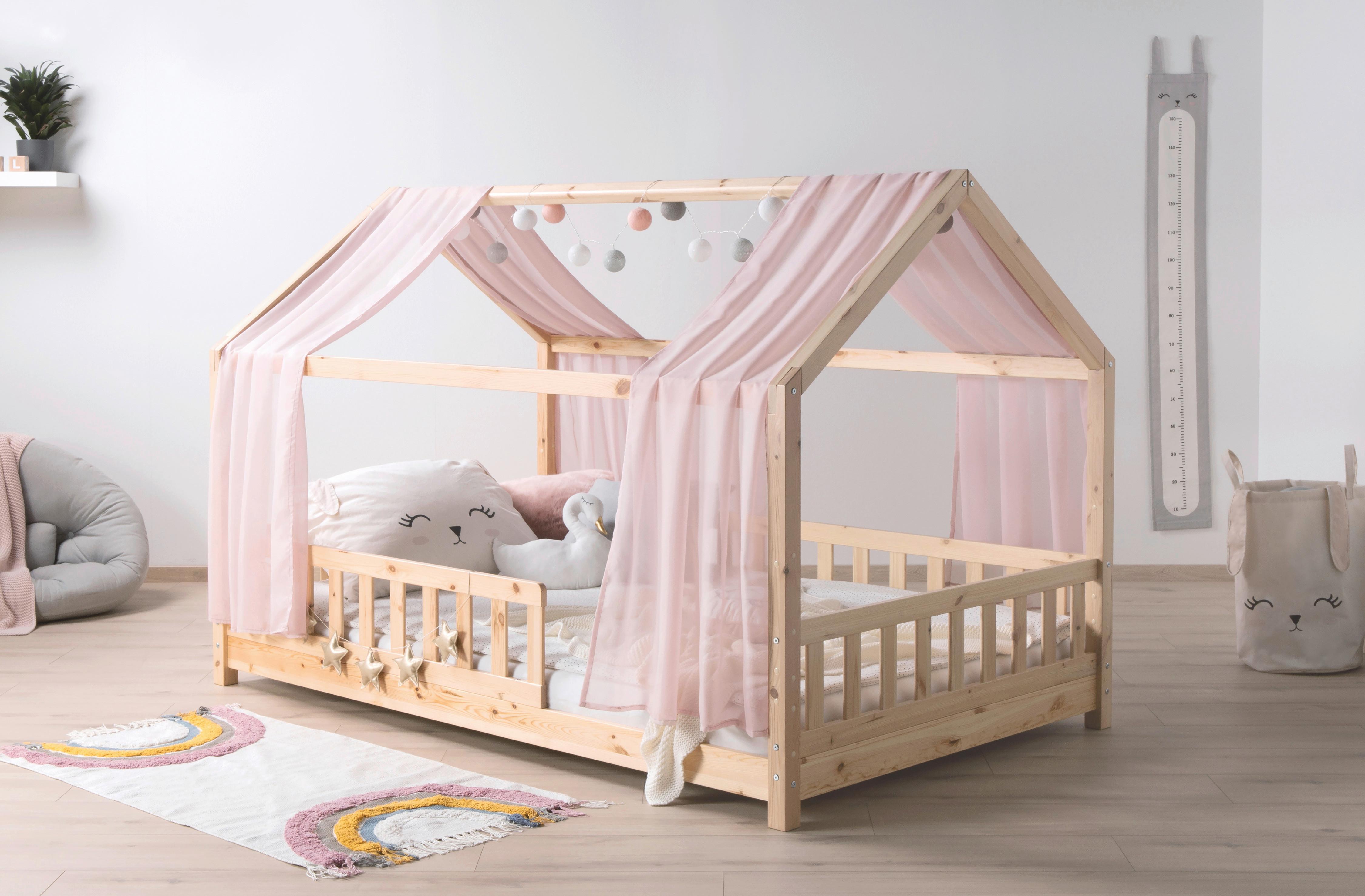 Hausbett Kim Naturfarben/Altrosa 140x200cm - Altrosa/Naturfarben, MODERN, Holz/Textil (140/200cm) - Livetastic