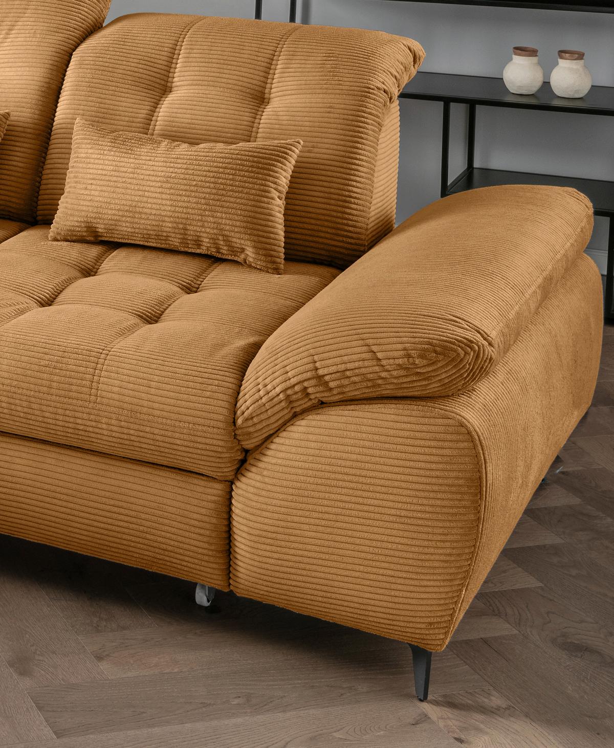 Eckschlafsofa Delphino Goldfarben S: 189x273 cm - Goldfarben/Schwarz, MODERN, Textil (189/273cm) - Livetastic
