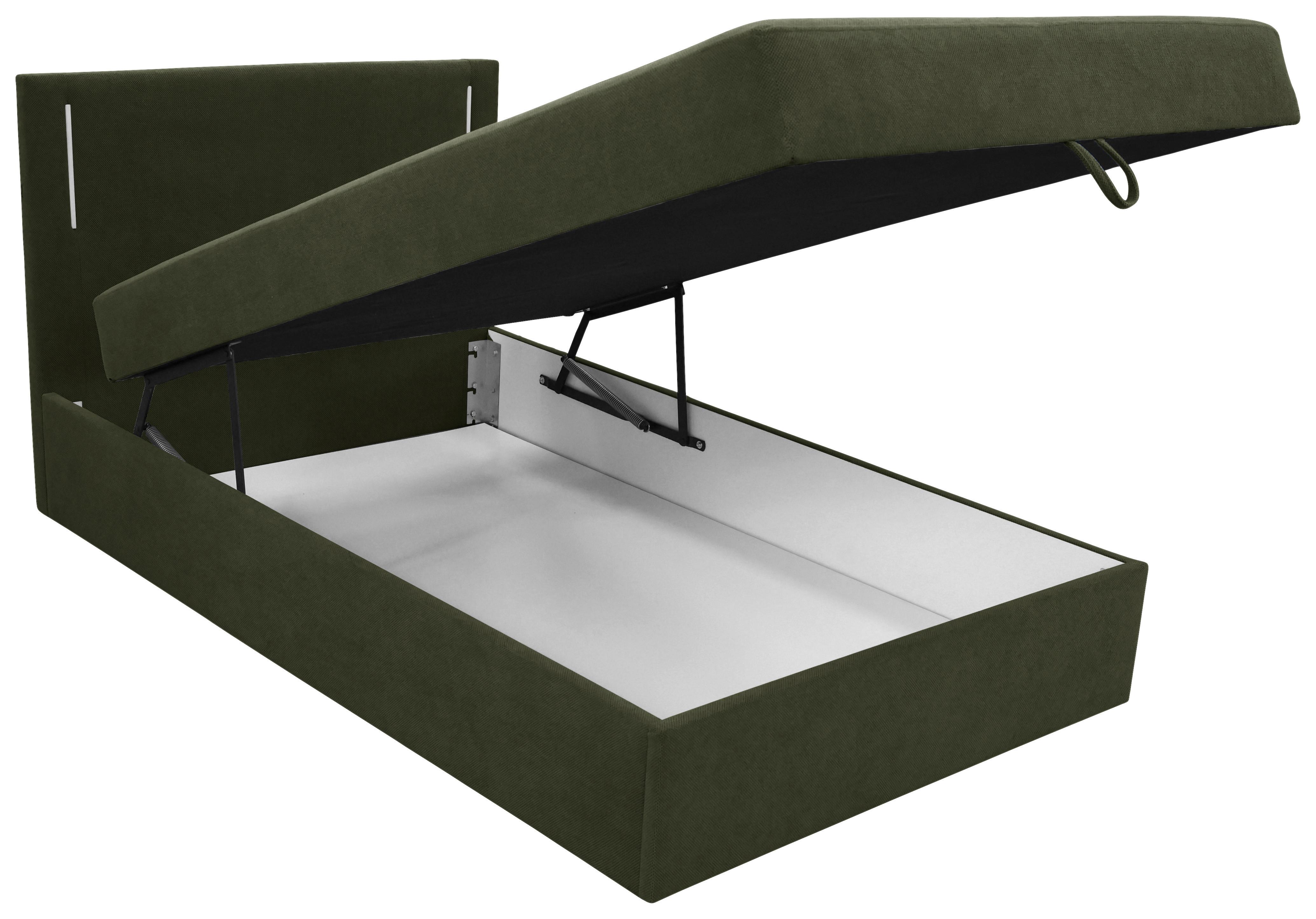 Boxbett Carlos 120 Dunkelgrün B: 121 cm - Dunkelgrün/Schwarz, Basics, Holzwerkstoff/Textil (121/110/210cm) - Livetastic
