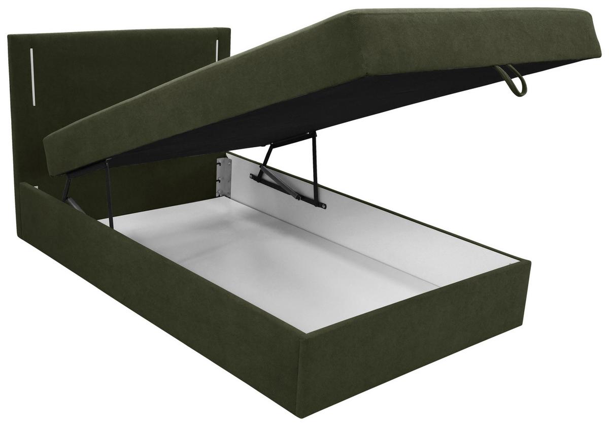 Boxbett Carlos 120 Dunkelgrün B: 121 cm - Dunkelgrün/Schwarz, Basics, Holzwerkstoff/Textil (121/110/210cm) - Livetastic