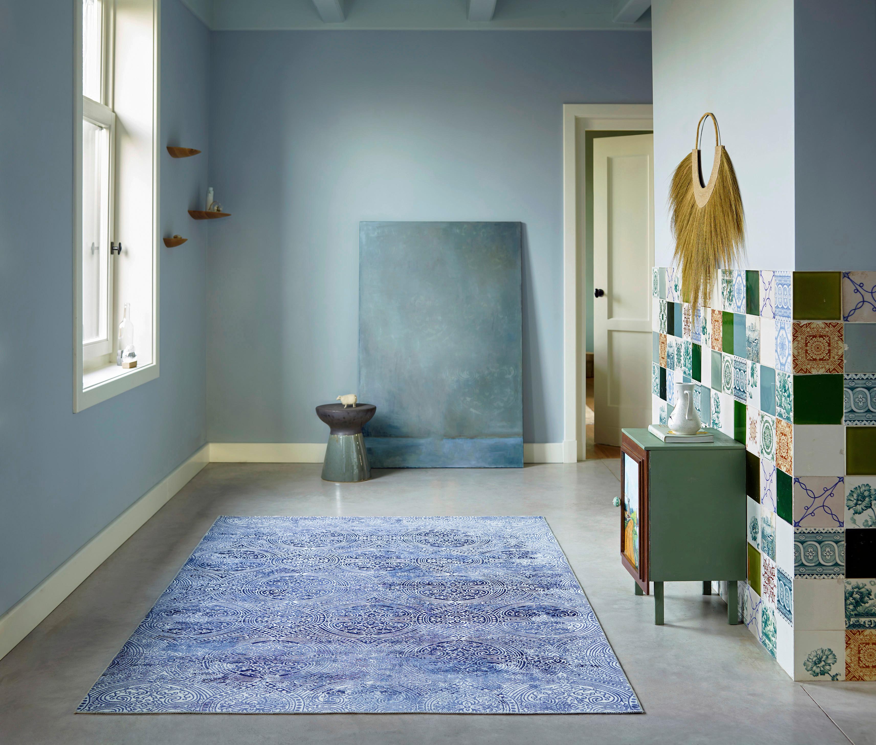 Webteppich Grace Blau/silberfarben 190x290 Cm - Blau/Silberfarben, Design, Textil (190/290cm) - WECON HOME