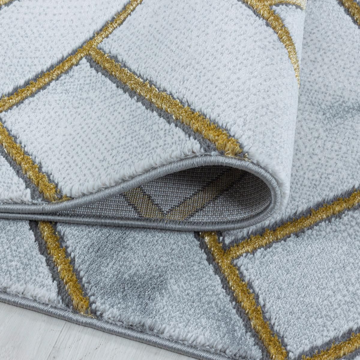 Webteppich Goldfarben/Hellgrau Naturfaser Naxos 140x200 cm - Goldfarben, Design, Textil (140/200cm)