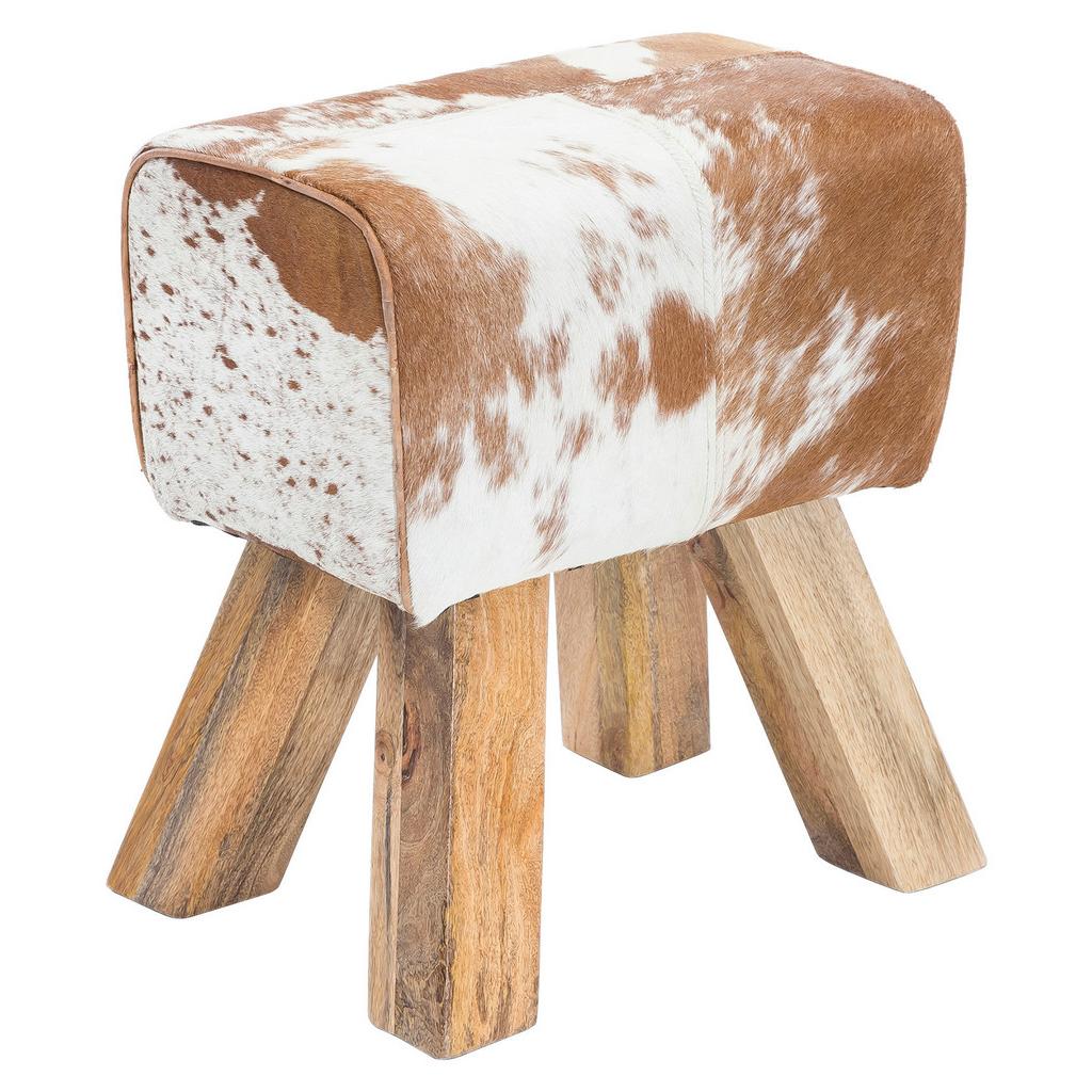 Hocker Fell Braun/Weiß Sitz Gepolstert H: 47 cm Rechteckig