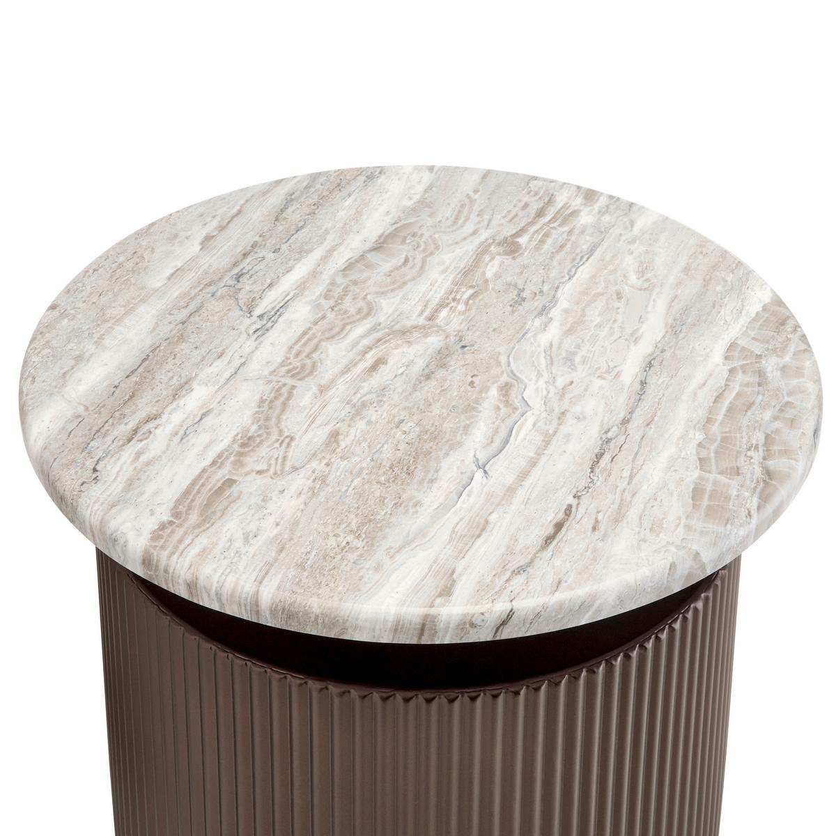 KONFERENČNÝ STOLÍK SOLCO -TREND- - bronzová/prírodná farba, Lifestyle, kov/kompozitné drevo (46/41cm) - Premium Living