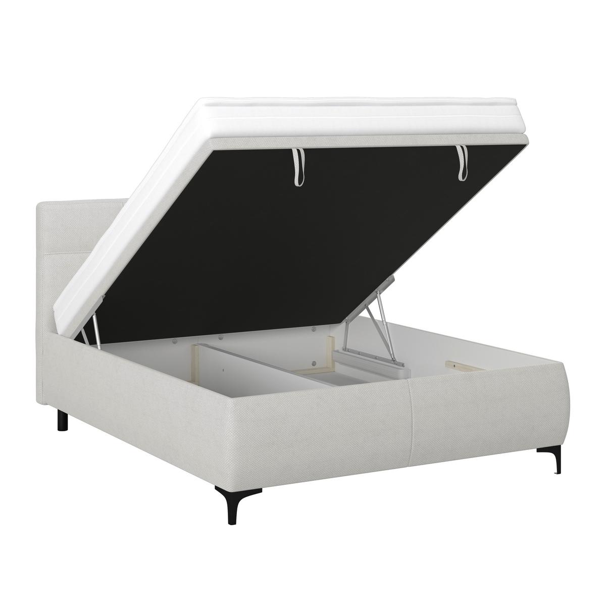 Polsterbett Zeni 140 - Hellgrau/Schwarz, KONVENTIONELL, Holz/Textil (140/200cm)