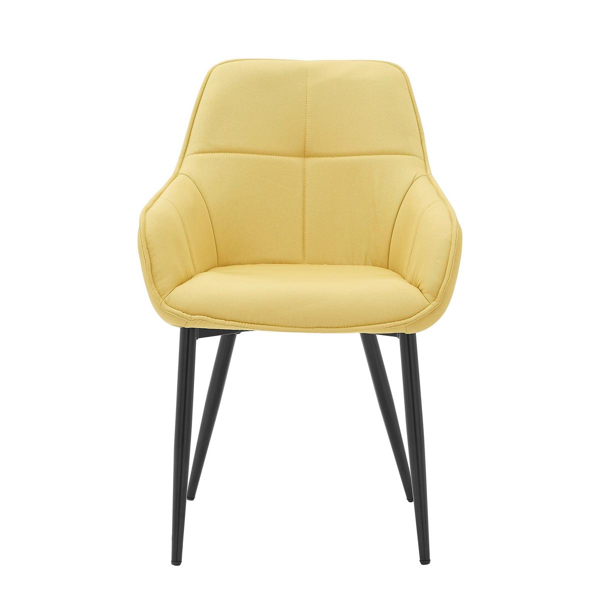 Armlehnstuhl Leinen Gelb, B: 55cm - Gelb/Schwarz, Design, Textil/Metall (55/86/46cm) - Livetastic