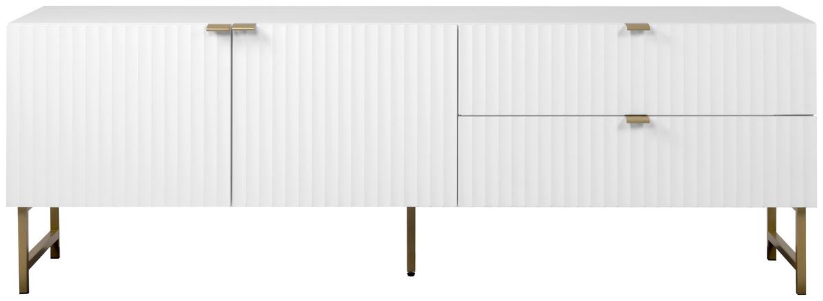 TV-Lowboard Edinburgh B: 179 cm Weiß - Goldfarben/Weiß, Design, Holzwerkstoff (179/61/41cm) - MID.YOU