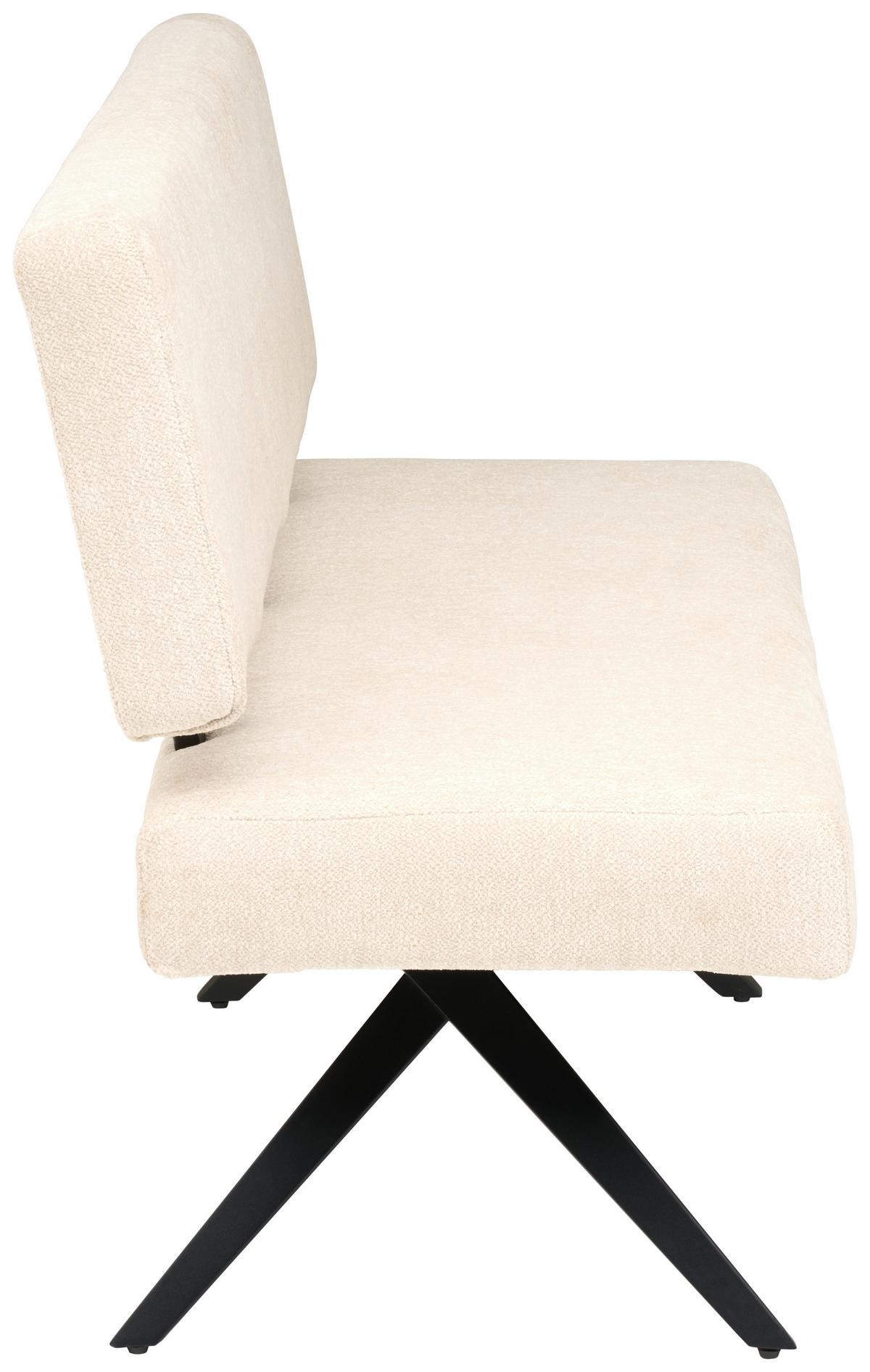 Sitzbank mit Lehne Chios Leinenoptik beige, B: 140cm - Beige/Schwarz, KONVENTIONELL, Textil/Metall (140/90/62cm) - Livetastic
