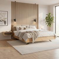 Manželská postel Dormio hnědá/dekor dub 180x200 - barvy dubu/černá, Moderní, kov/dřevo (180/200cm) - Bessagi Home