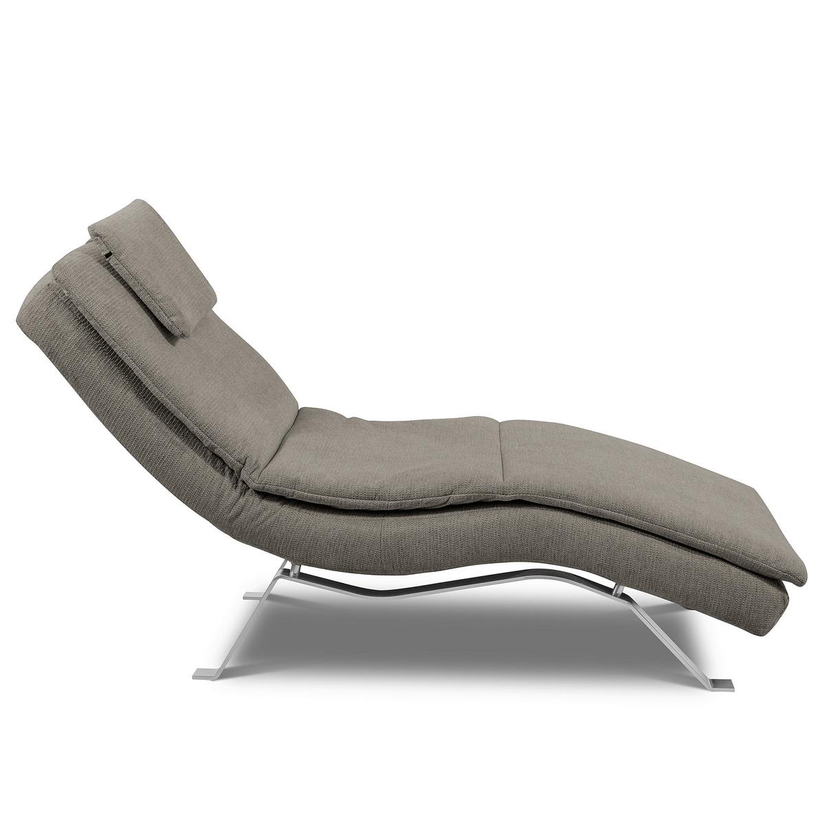 RELAXLIEGE Creme/Dunkelgrau B: 65 cm - Dunkelgrau/Silberfarben, Design, Textil (65/95/171cm) - Celina Home