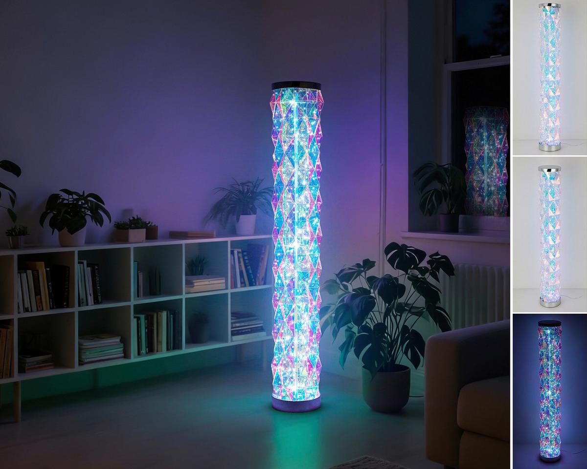STOJACÍ LED SVÍTIDLO GLORIA - průhledné/barvy chromu, Moderní, plast (17/97,5cm) - Mömax