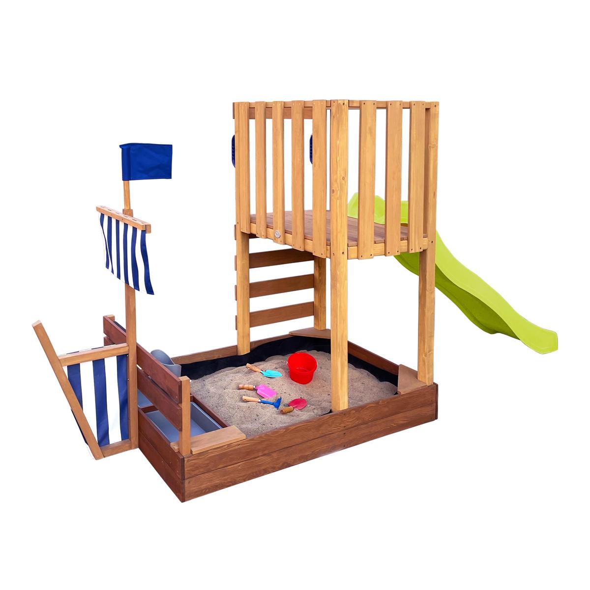 Spielturm Vicky mit Rutsche Limegrün - Limette/Braun, Basics, Holz/Kunststoff (180,5/87/150cm) - Ambia Garden
