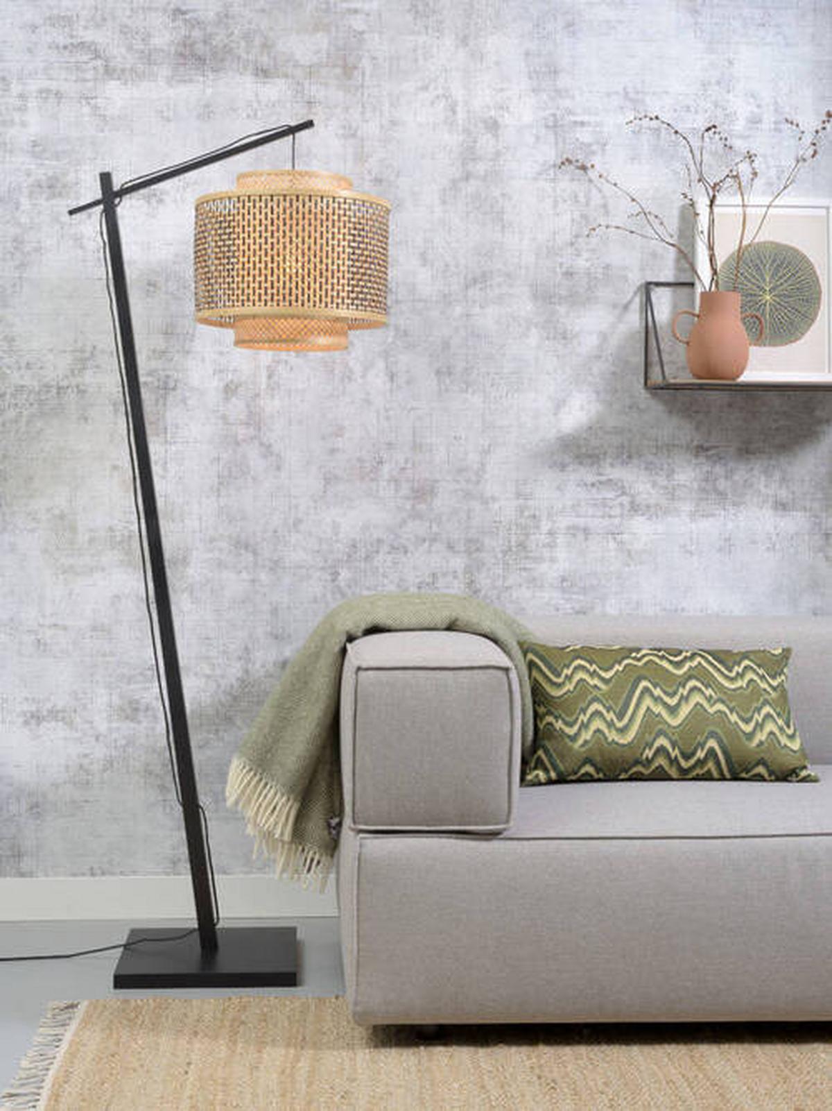 Stehleuchte Bhutan/F/Ad/B/4034/Bn - Schwarz/Naturfarben, Trend, Holz (176/40/68cm) - Good & Mojo