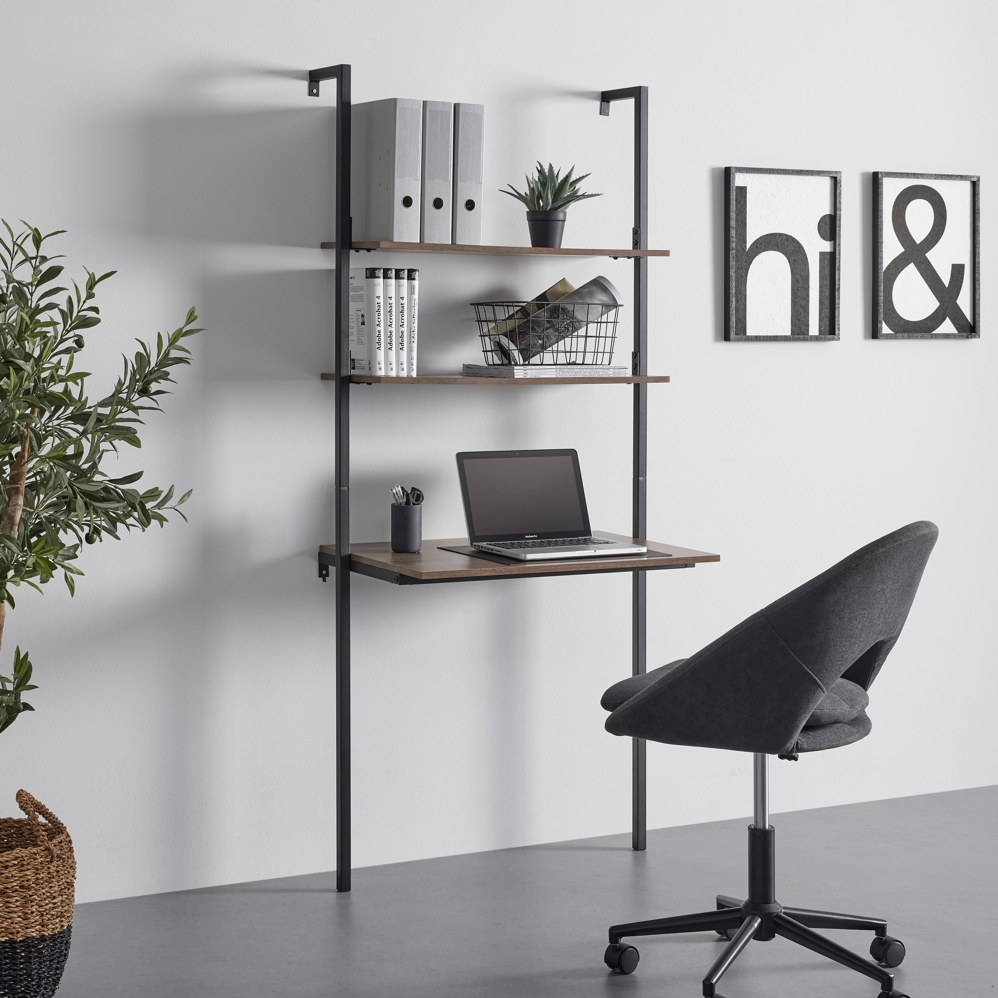 Písací stôl MAJA dekor orech - čierna/farba orecha, Modern, kov (80/50/180cm) - Bessagi Home