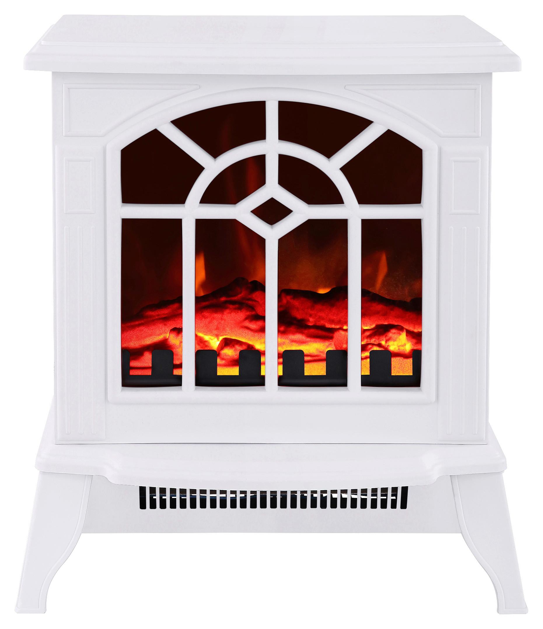 Elektrokamin Michael Mit Thermostat ca. 36,5/24/41,5cm - Weiß, MODERN, Kunststoff/Metall (36,5/25/41,5cm) - Homezone