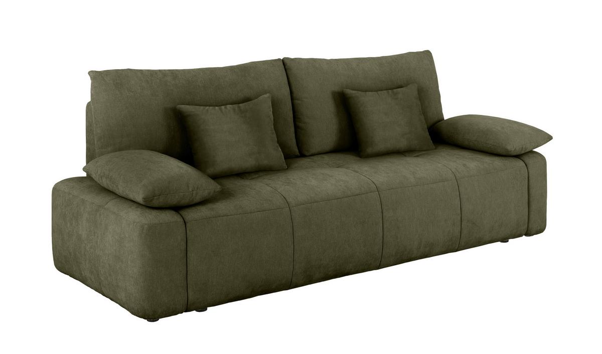 Schlafsofa Hello Lux 3Dl Olivgrün B: 240cm - Schwarz/Olivgrün, Design, Textil (240/93/108cm) - MID.YOU