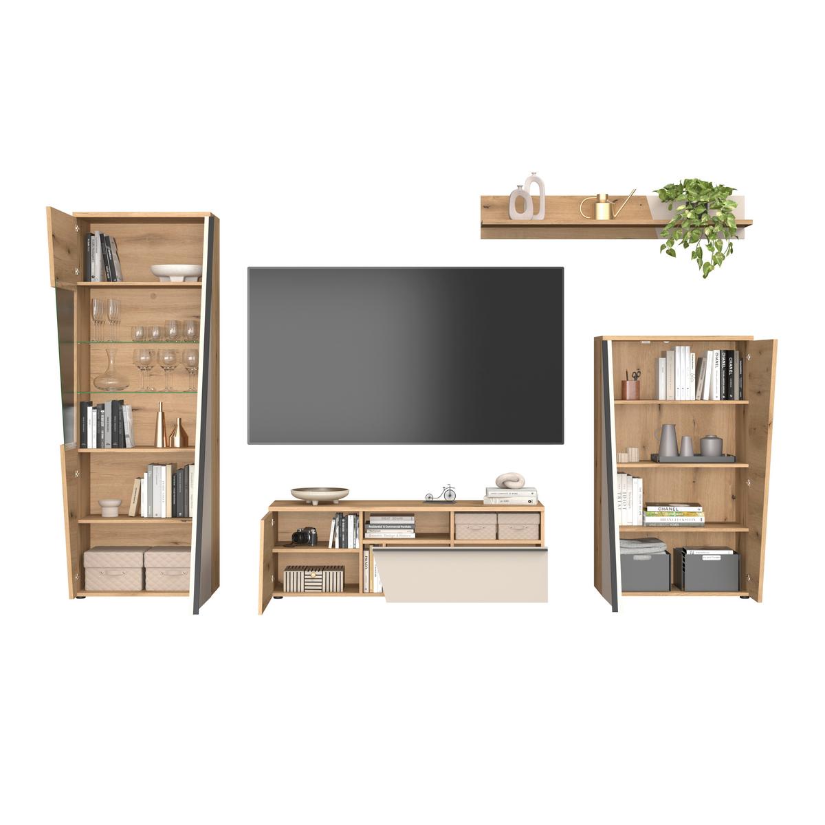 Wandboard Venedig NEW Kaschmir/Eichefarben B: 140 cm - Kaschmir/Eichefarben, MODERN, Holzwerkstoff (140/23/22cm)