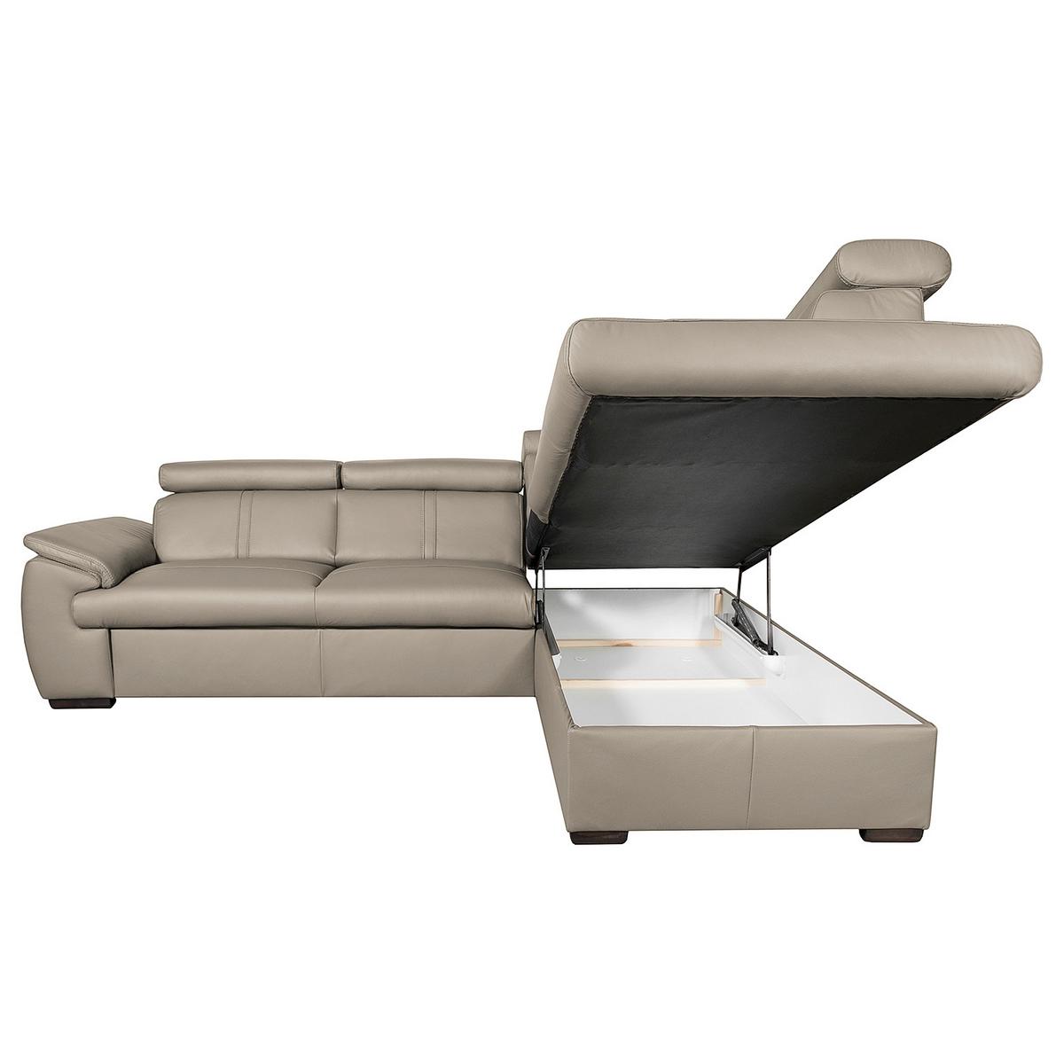 Ecksofa City Hellgrau S: 265x211 Cm - Wengefarben/Hellgrau, Design, Leder (265/211cm) - Livetastic