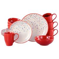 Kombiservice Joy Rot-bunt Creme, Rot 16-Tlg - Multicolor, Basics, Keramik - Creatable