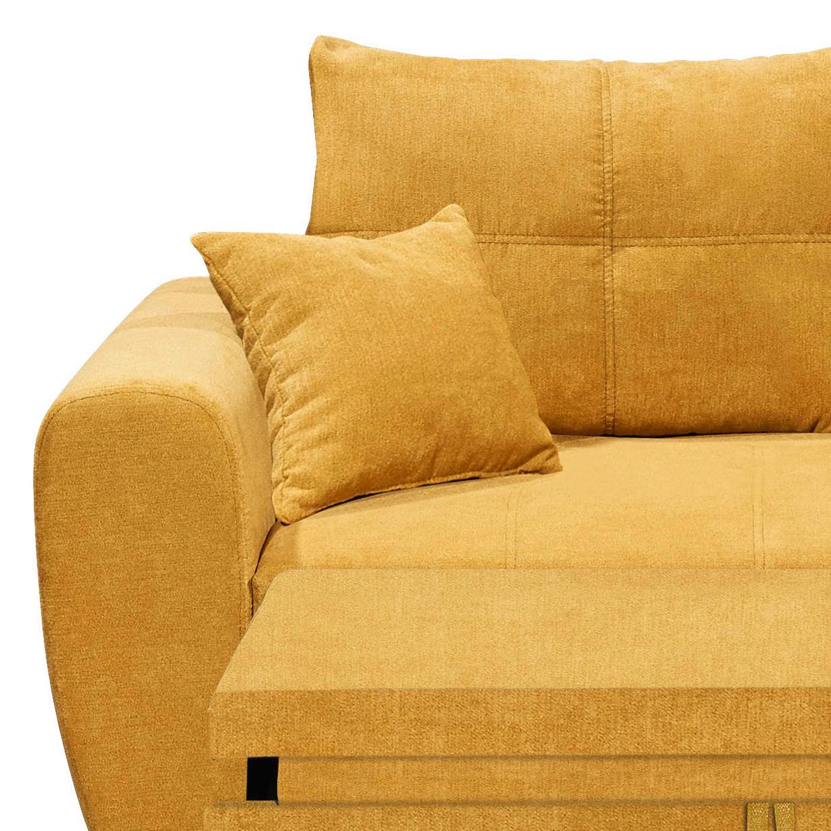 Ecksofa Mit Schlaffunktion + Kissen Lea, Polyester-Nylon - Gelb/Schwarz, Basics, Holzwerkstoff/Textil (248/176cm) - MID.YOU