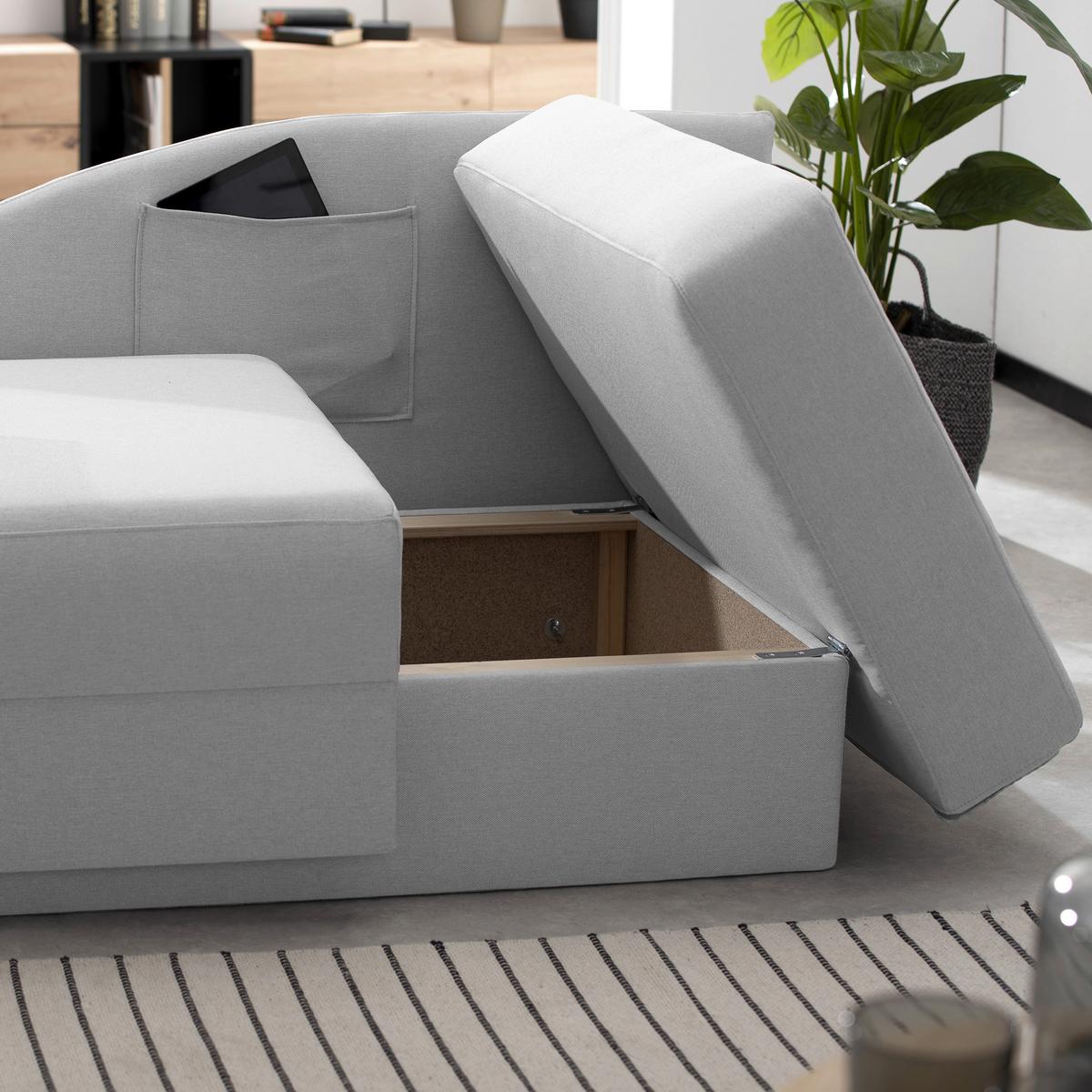Recamiere Tobi L: 154cm Links Hellgrau mit Bettkasten - Hellgrau, Design, Textil (154/86/93cm) - Max Winzer