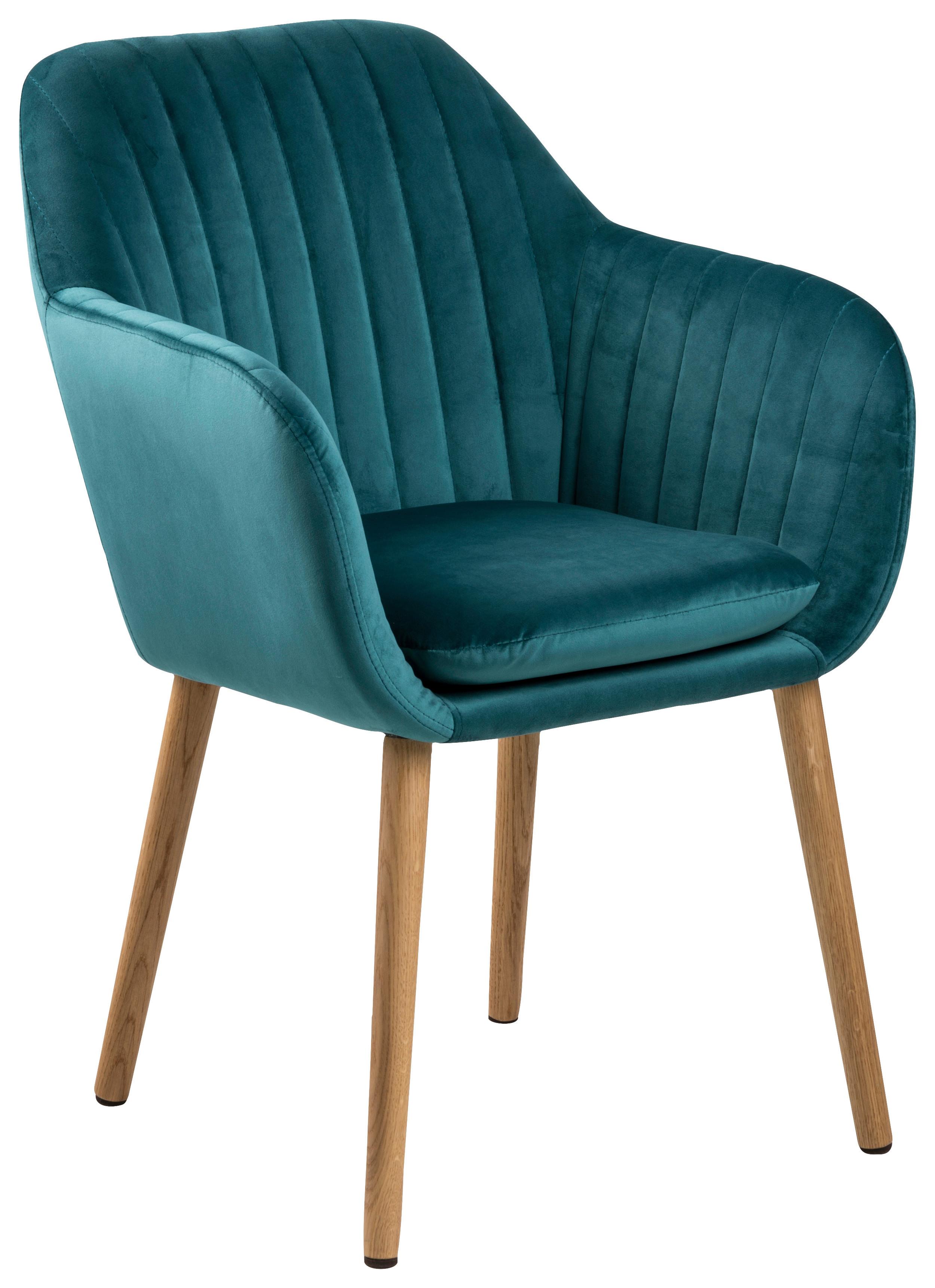 Židle S Područkami Emilia Smaragdově Zelená - smaragdově zelená, Design, dřevo/textil (57/83/59cm) - Carryhome