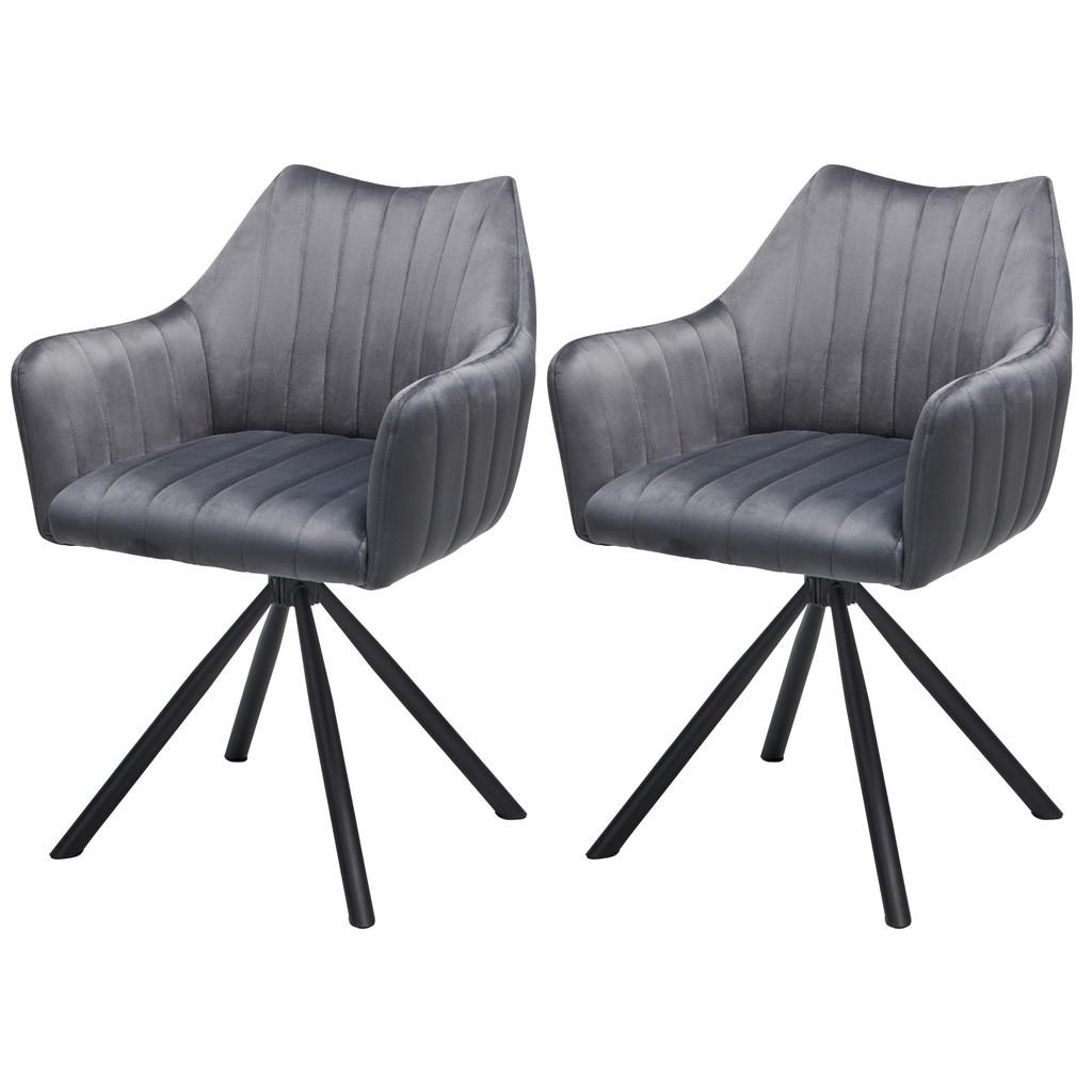 Armlehnstuhl Leila Grau/schwarz 2-Er Set