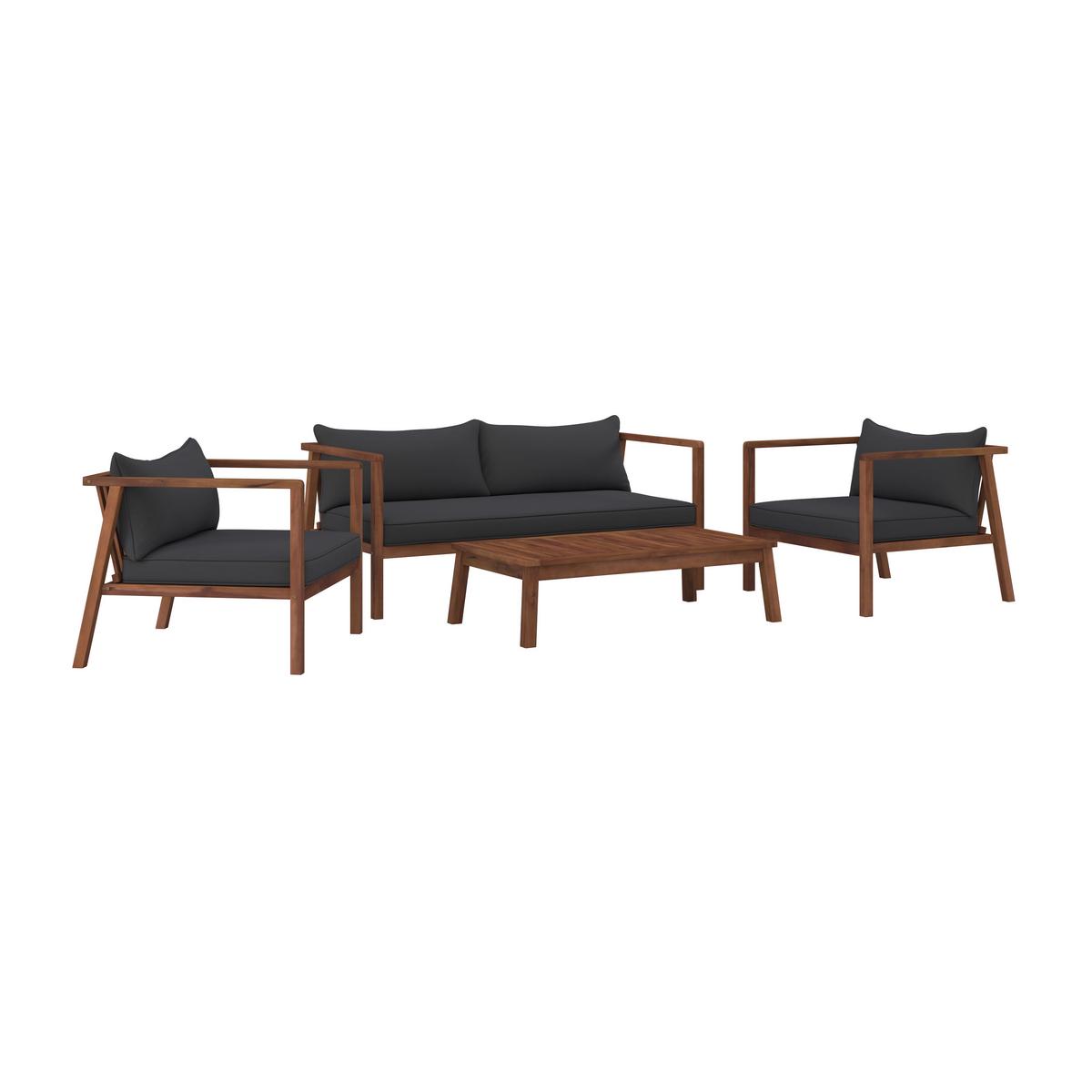 Záhradní sedací souprava PIA - šedá/barvy akácie, Moderní, dřevo/textil (150/70/79cm) - Bessagi Garden