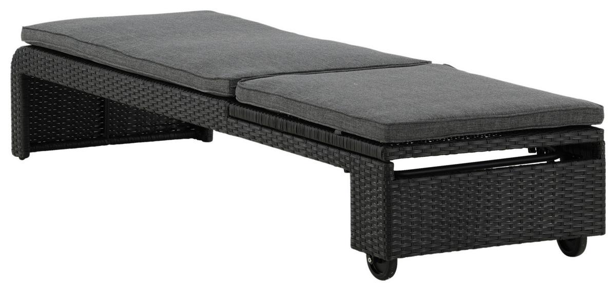 Sonnenliege London Kunststoff verstellbar - Schwarz, KONVENTIONELL, Kunststoff (60/32/196cm) - Gardenson
