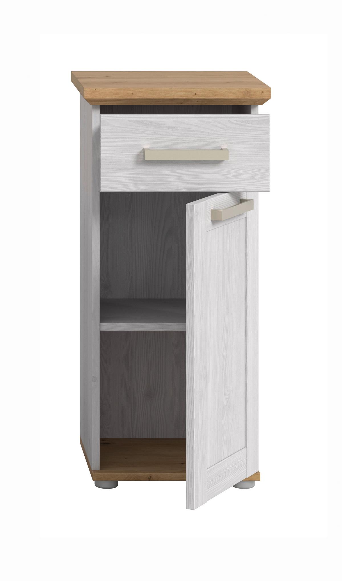 Midischrank Verona Eiche Dekor /Lärchefarben B: 39cm - Silberfarben/Lärchefarben, Trend, Holzwerkstoff (39/85/34cm) - MID.YOU