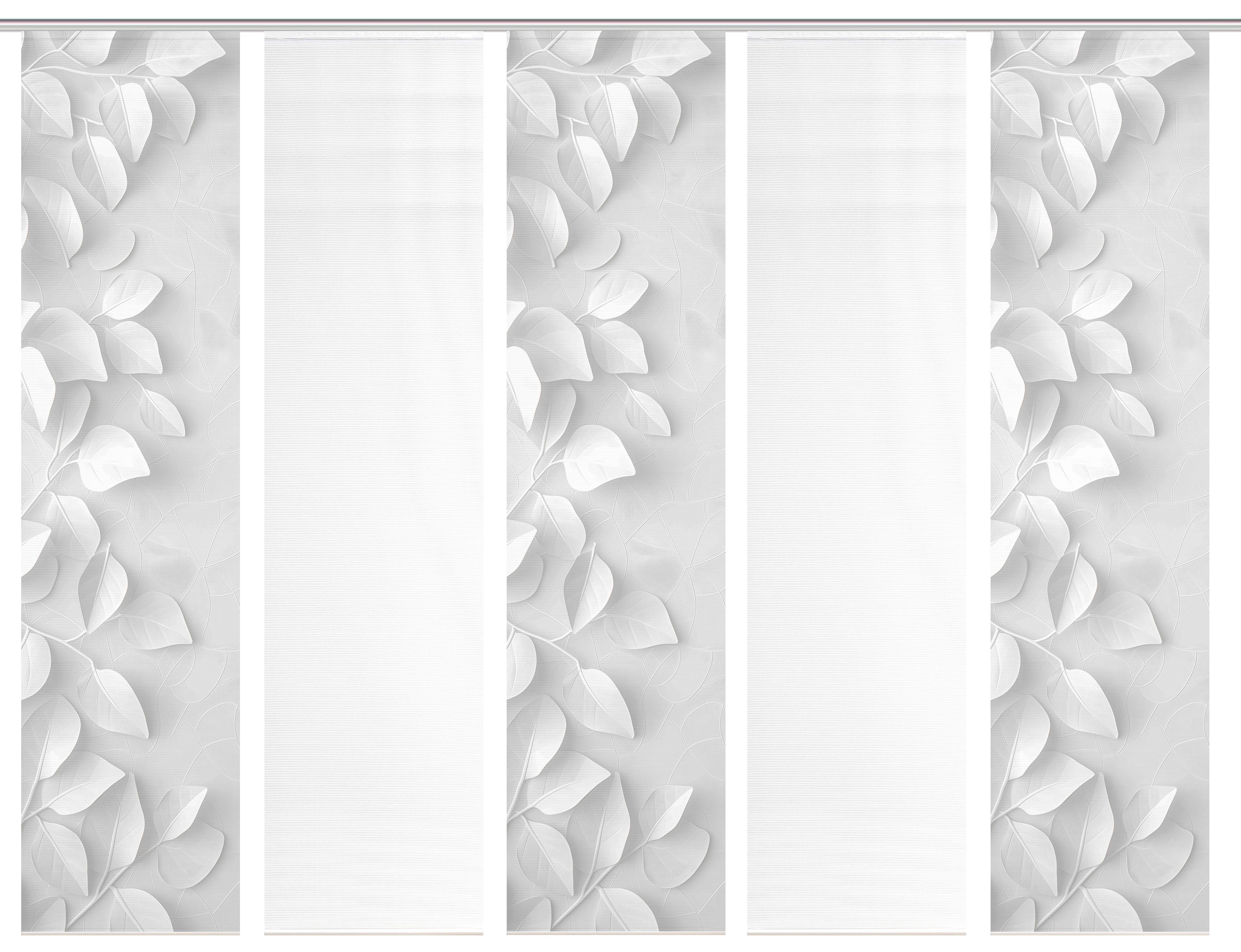 Flächenvorhang Rixa 5er Set - Grau Hochglanz/Weiß, Design, Textil (60/260cm)