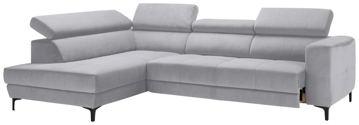 Rohová sedačka EMMA, ľavá, sivobiela,op.hl.,USB,el.výsuv - čierna/sivobiela, Modern, textil (210/301cm) - Premium Living