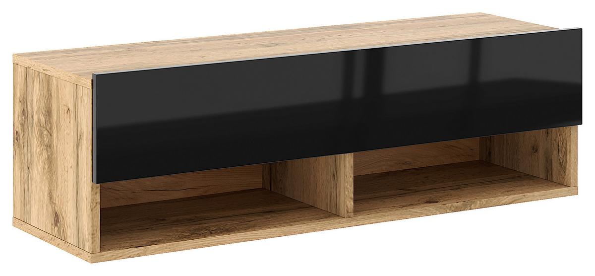 Lowboard Derby 100 - Schwarz Hochglanz/Eiche Wotan, Design, Holzwerkstoff (100/31,5/32,5cm) - Livetastic