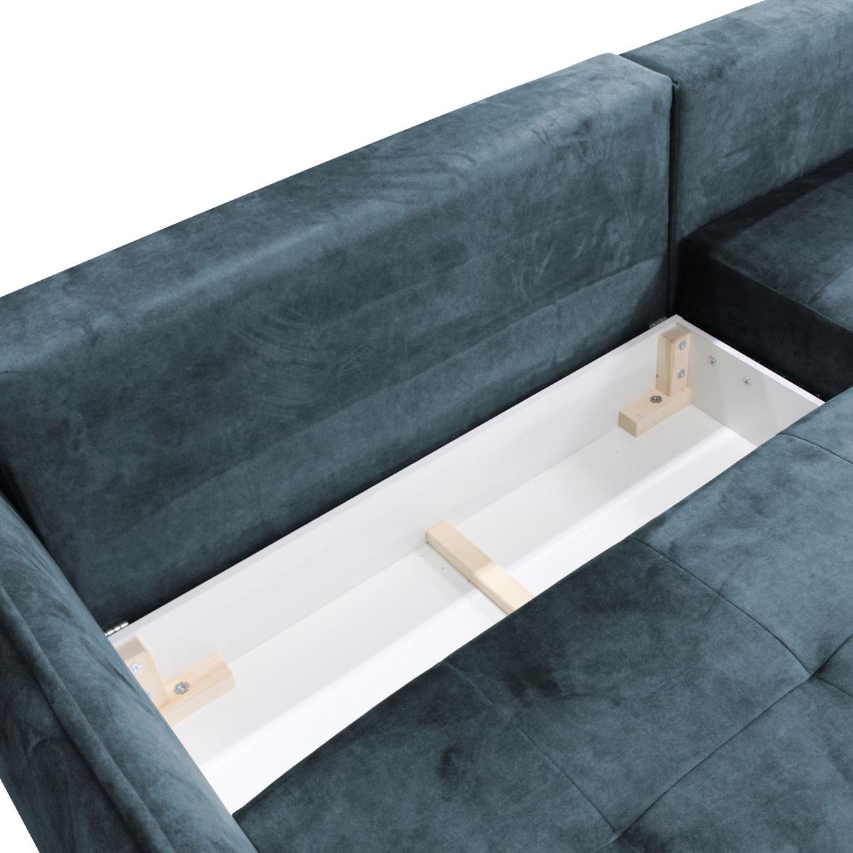 Ecksofa Whisper Blau S: 264x196 cm - Blau/Goldfarben, Design, Textil (264/196cm) - MID.YOU