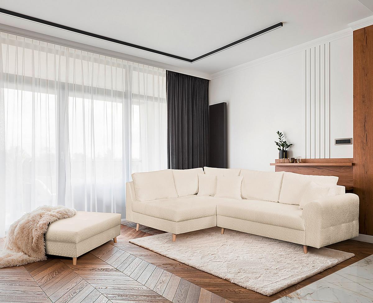 Ecksofa Ariella Weiß S: 161x231 cm - Naturfarben/Weiß, Design, Textil (161/231cm) - Livetastic
