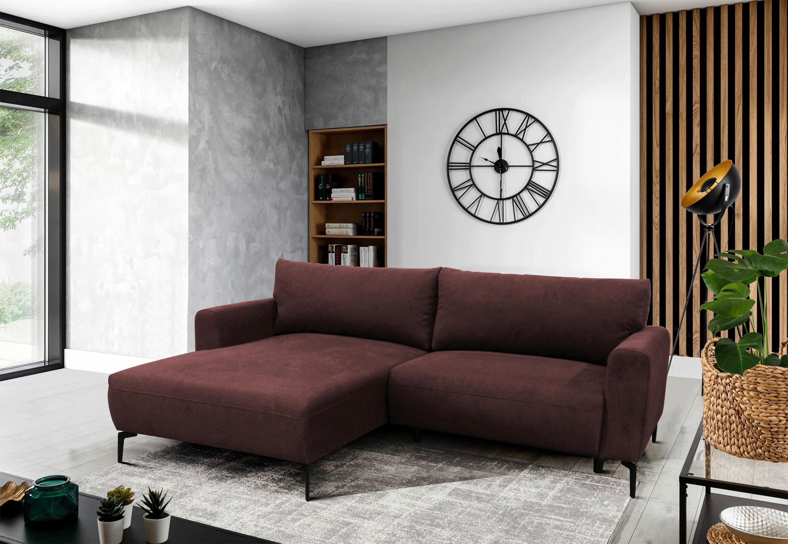 Ecksofa Prince Rot S: 163x240 cm - Rot/Schwarz, Design, Textil (163/240cm) - MID.YOU