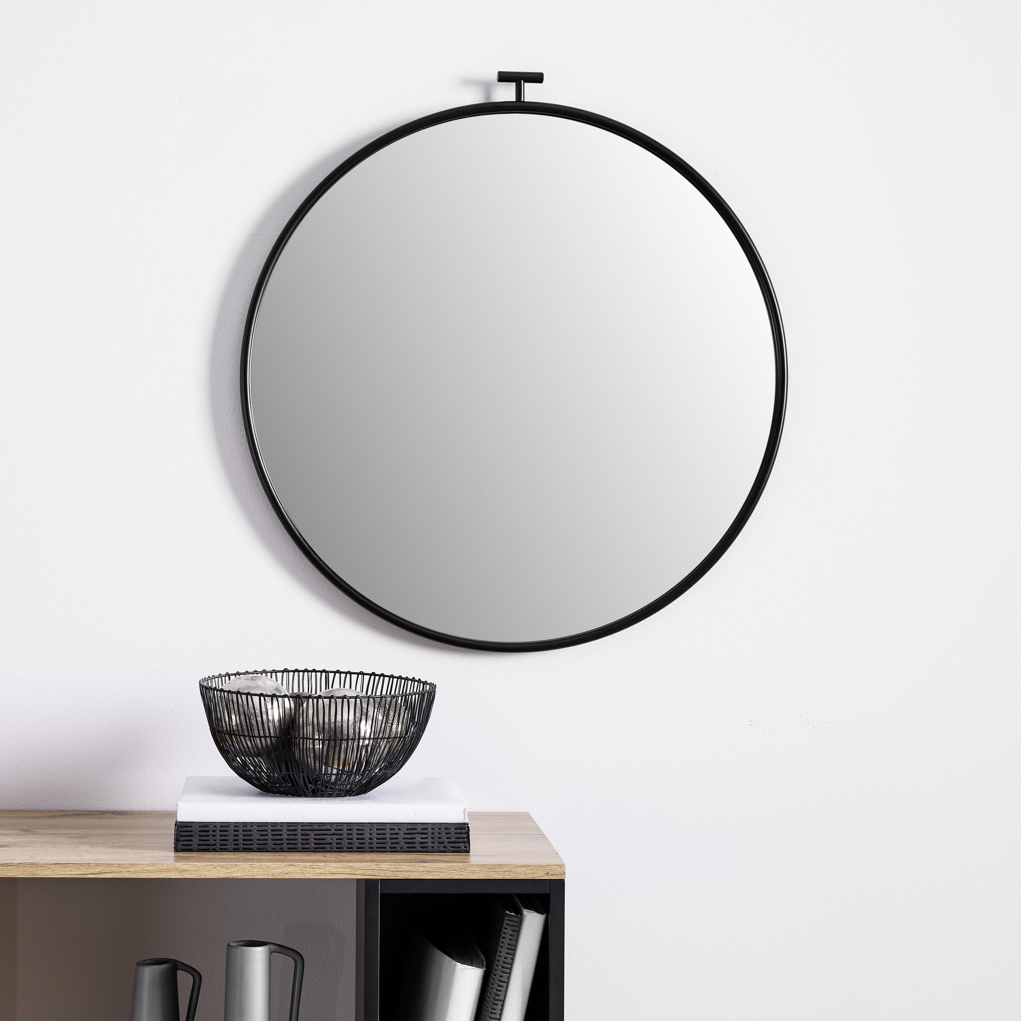 Zrkadlo Meo Čierny Rám - čierna, Moderný, kov/sklo (60/63/2cm) - Bessagi Home