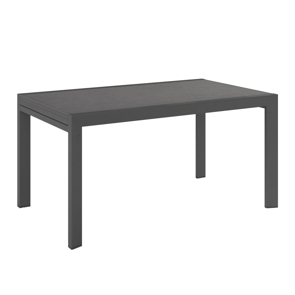 ZAHRADNÍ STŮL LISA - antracitová, Moderní, kov/sklo (150-250/90/75,5cm) - Mömax