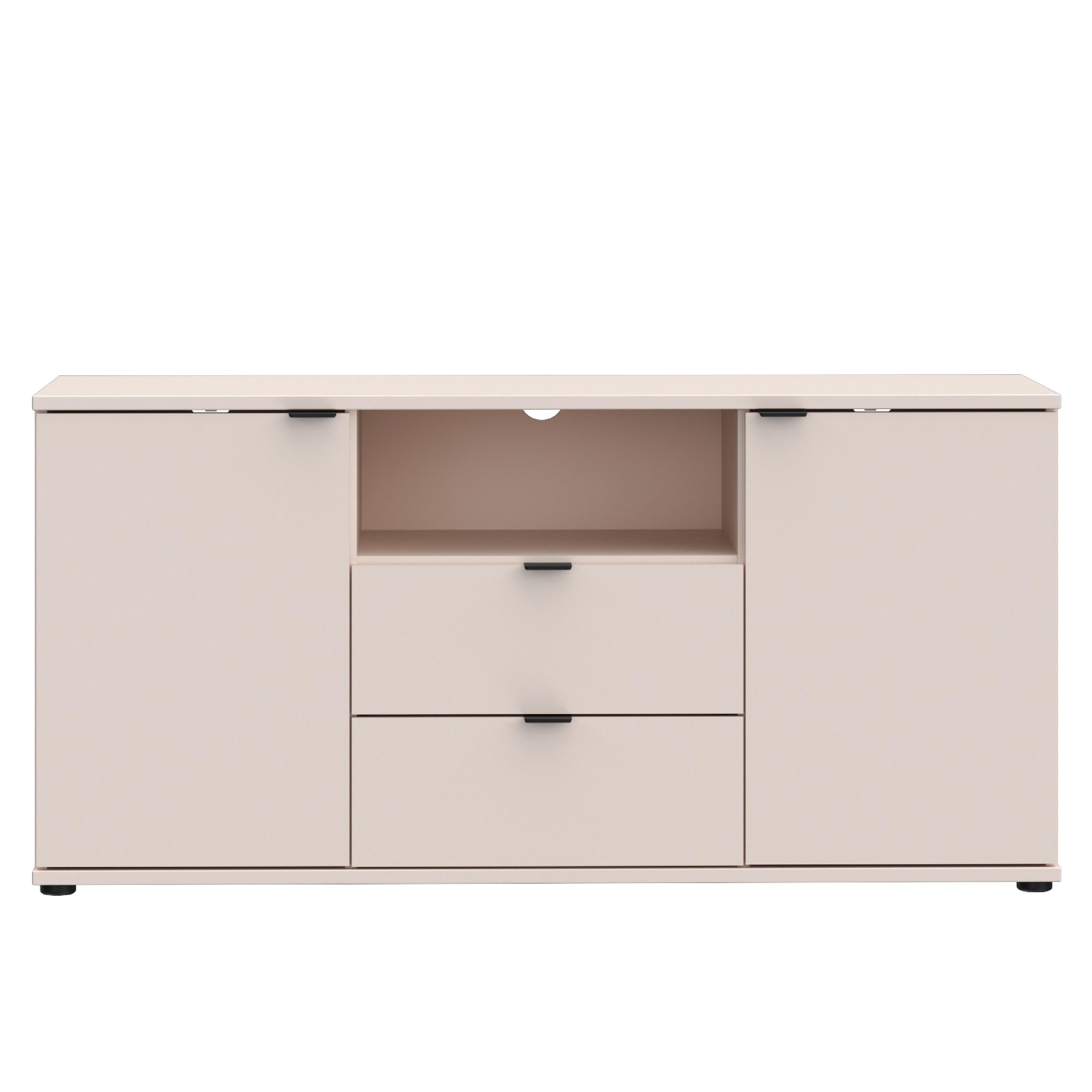 TV diel Ganymede, piesková š: 130cm - čierna/piesková, Modern, kov/kompozitné drevo (129,8/63,1/41,3cm)
