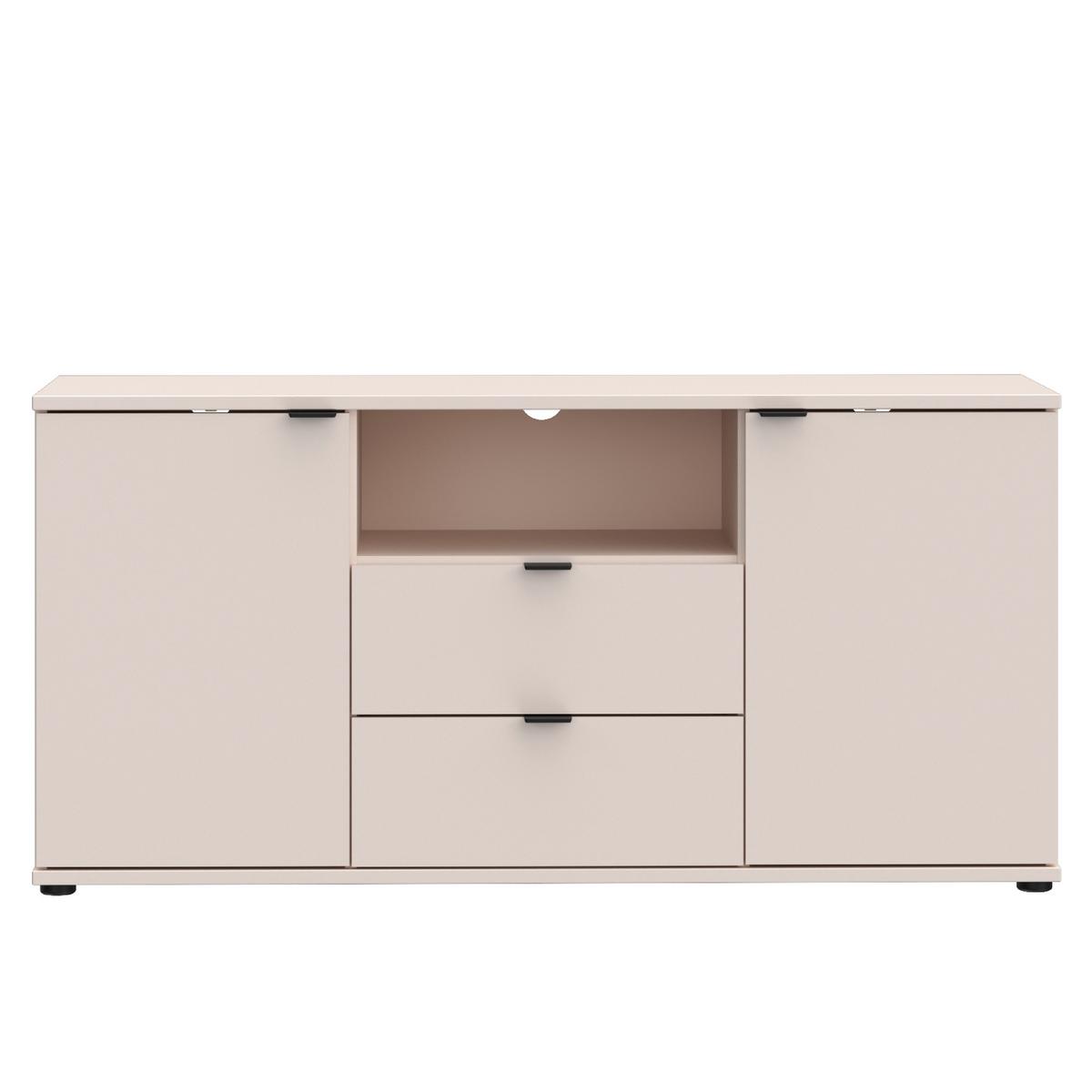 TV diel Ganymede, piesková š: 130cm - čierna/piesková, Modern, kov/kompozitné drevo (129,8/63,1/41,3cm)