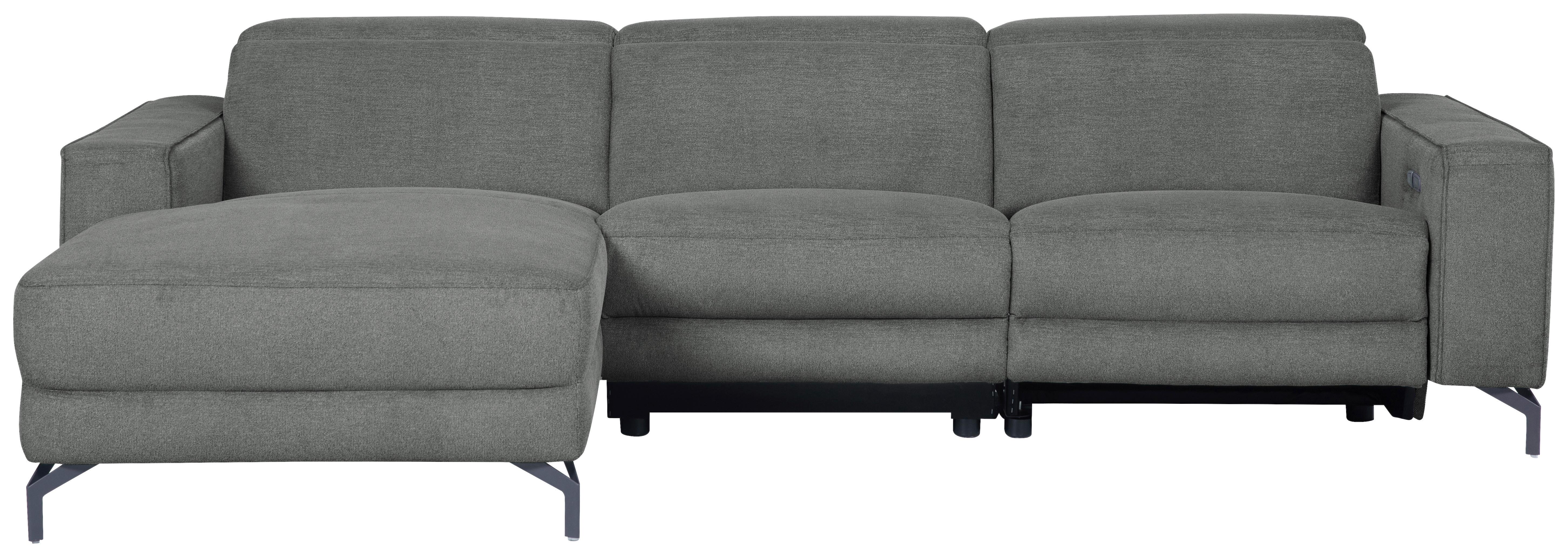 Ecksofa Michelle Grau S: 108x278 cm - Schwarz/Grau, Design, Textil (176/278cm) - Livetastic