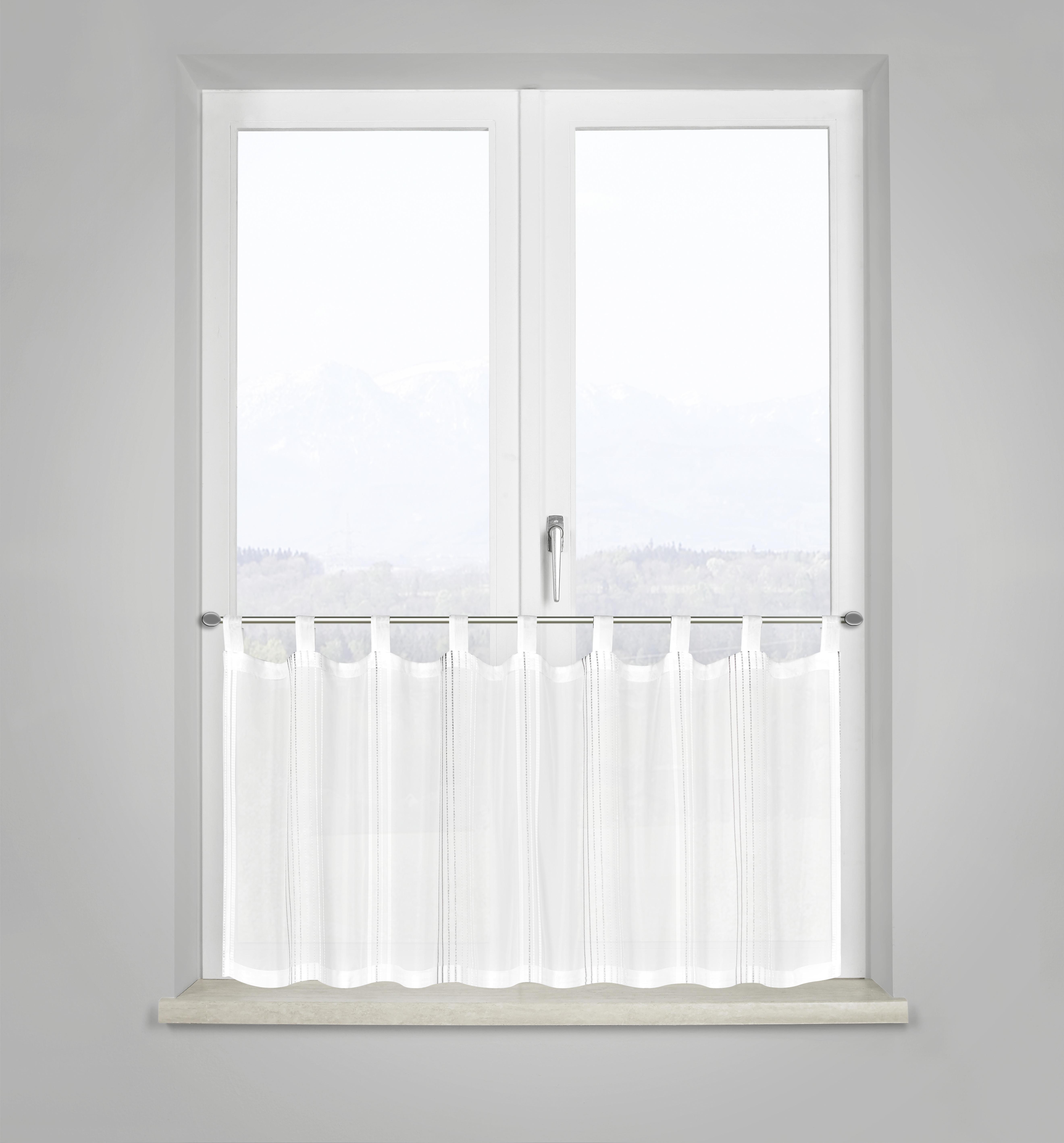 ZÁCLONA KRÁTKÁ Louis, 50/145 cm, bílá,šedá - šedá/bílá, Konvenční, textil (50/145cm) - Modern Living
