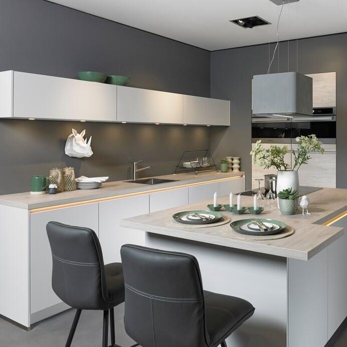Einbauküche Ip3150 Frei Planbar Modernes Design - Eichefarben/Weiß, MODERN, Holzwerkstoff - Impuls