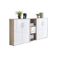 Office Edition B: 213 Cm Sonoma Eiche/weiß - Weiß Hochglanz/Sonoma Eiche, MODERN, Holzwerkstoff (213/114/33cm) - MID.YOU